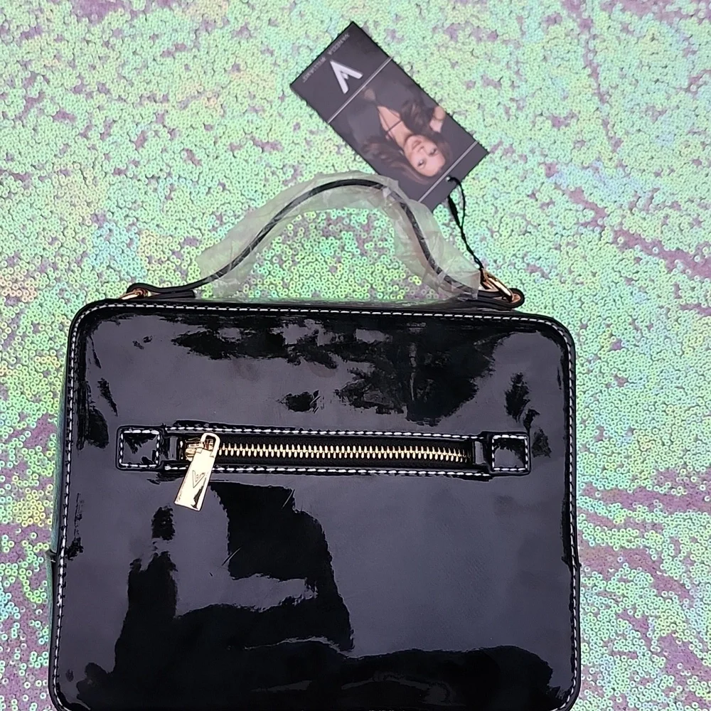 Vanessa Williams Black Patent Leather Camera Handbag NWT!!